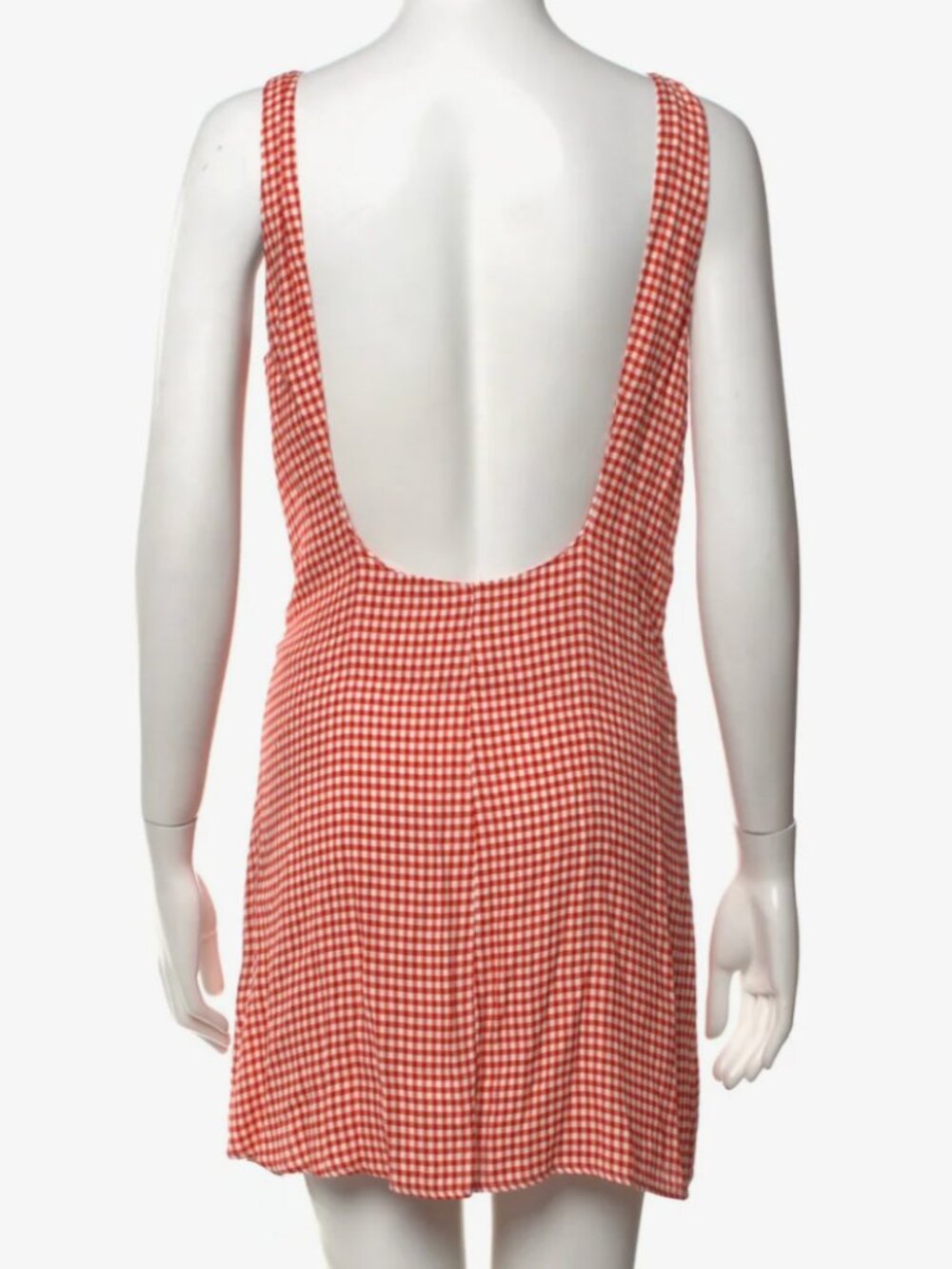 Reformation Rosemond Dress Strawberry Check Gingham 4 Red White Mini Open Back - Picture 5 of 9